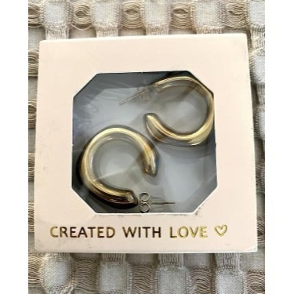 New Thick Gold Chunky Hoops Earrings for Women 18K Real Gold Plated Open Hoop